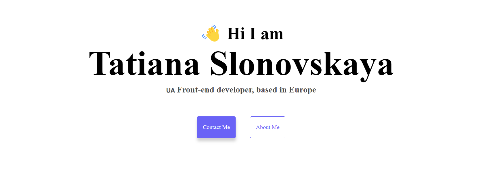 The screenshot of Tatiana's CV page